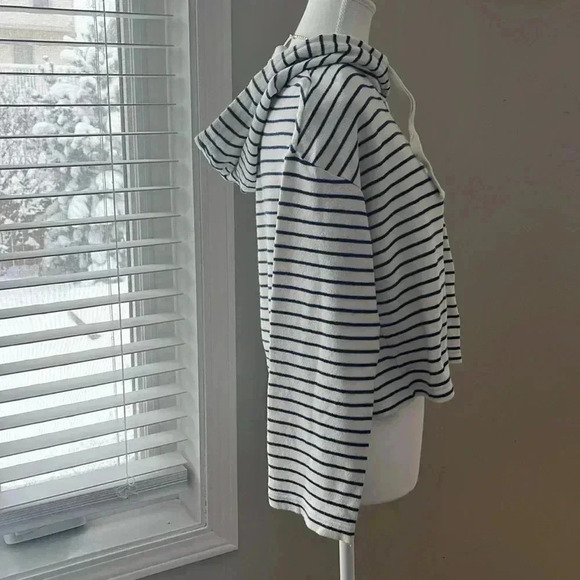 ❤️2/$30❤️[XS] BP. Drawstring Hoodie Cotton Knit  Blue/White Stripe Long Sleeve - Picture 5 of 8